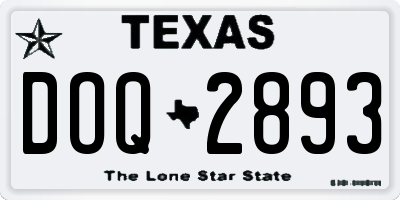 TX license plate DOQ2893