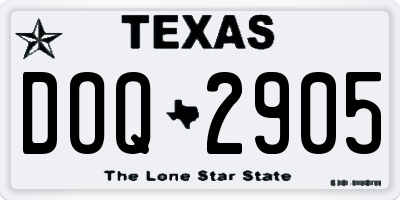 TX license plate DOQ2905
