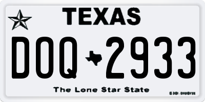 TX license plate DOQ2933