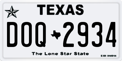 TX license plate DOQ2934