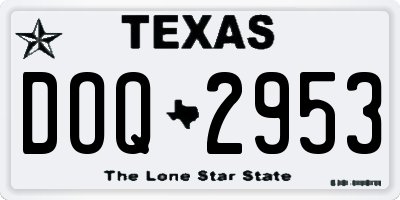 TX license plate DOQ2953