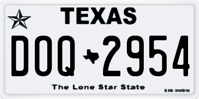 TX license plate DOQ2954