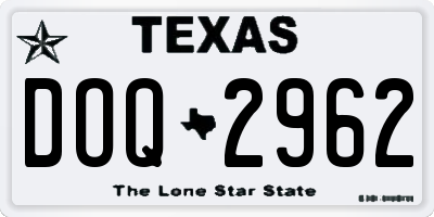 TX license plate DOQ2962