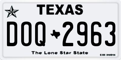 TX license plate DOQ2963