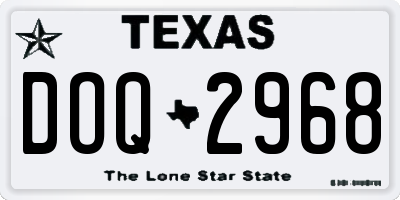 TX license plate DOQ2968
