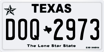 TX license plate DOQ2973