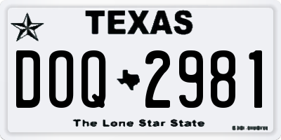 TX license plate DOQ2981
