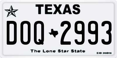 TX license plate DOQ2993