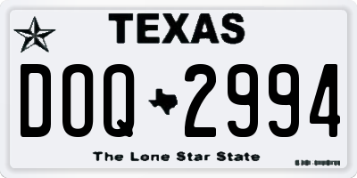 TX license plate DOQ2994