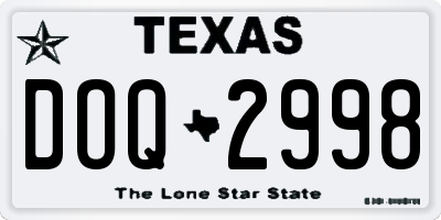 TX license plate DOQ2998
