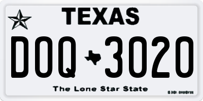 TX license plate DOQ3020
