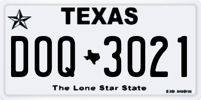 TX license plate DOQ3021