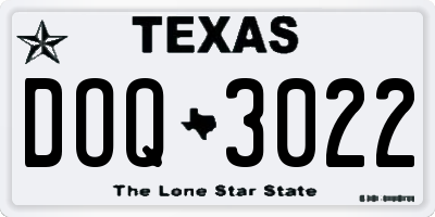 TX license plate DOQ3022