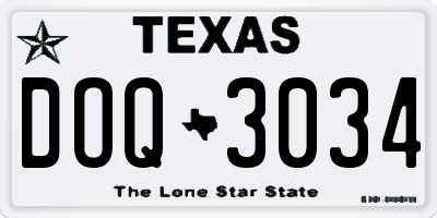 TX license plate DOQ3034