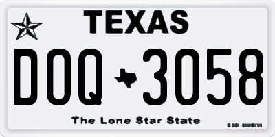 TX license plate DOQ3058