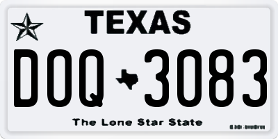 TX license plate DOQ3083