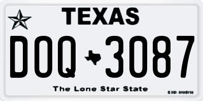 TX license plate DOQ3087