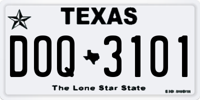 TX license plate DOQ3101