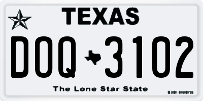TX license plate DOQ3102