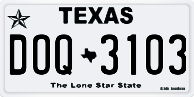 TX license plate DOQ3103