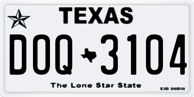 TX license plate DOQ3104