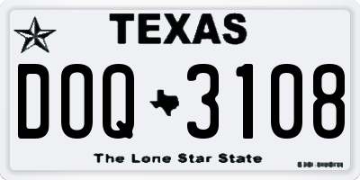 TX license plate DOQ3108
