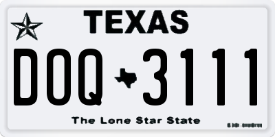 TX license plate DOQ3111