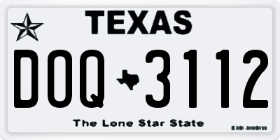 TX license plate DOQ3112