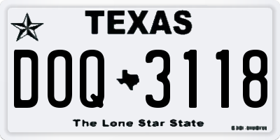 TX license plate DOQ3118