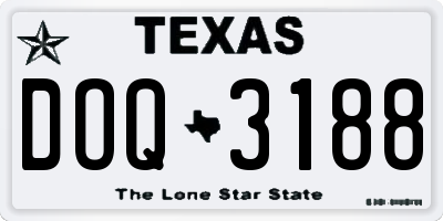 TX license plate DOQ3188