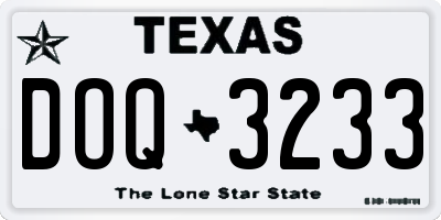 TX license plate DOQ3233