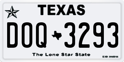 TX license plate DOQ3293