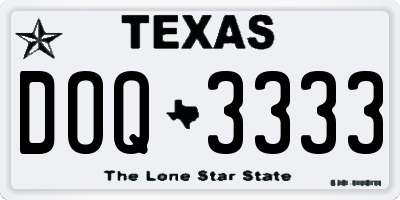 TX license plate DOQ3333