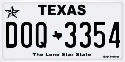 TX license plate DOQ3354