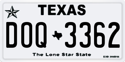 TX license plate DOQ3362