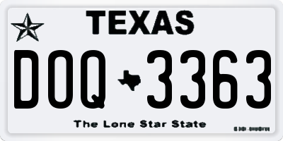 TX license plate DOQ3363