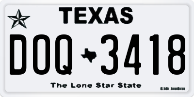 TX license plate DOQ3418