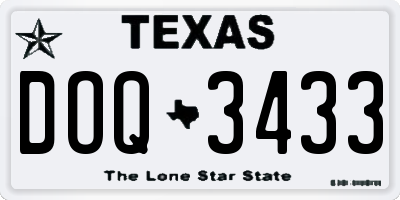 TX license plate DOQ3433