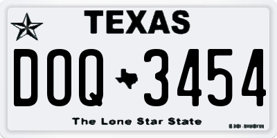 TX license plate DOQ3454