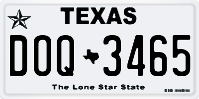 TX license plate DOQ3465