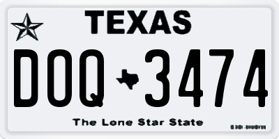 TX license plate DOQ3474