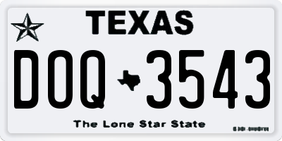 TX license plate DOQ3543