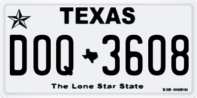 TX license plate DOQ3608