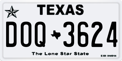 TX license plate DOQ3624