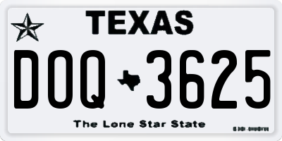 TX license plate DOQ3625