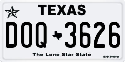 TX license plate DOQ3626