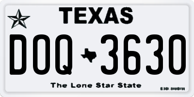 TX license plate DOQ3630