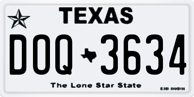 TX license plate DOQ3634