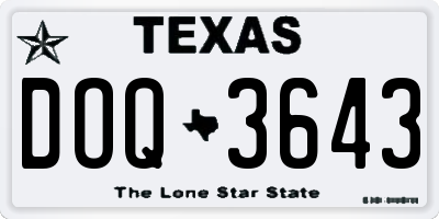 TX license plate DOQ3643