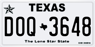 TX license plate DOQ3648